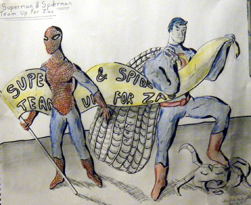Image showing an art piece called Superman and Spiderman Team Up by David Mielcarek on 20150104